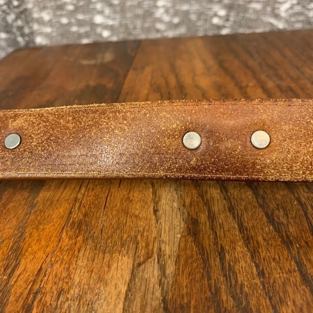 Vintage Western Medallion Belt Brown Leather Cowboy Biker Men's 36
